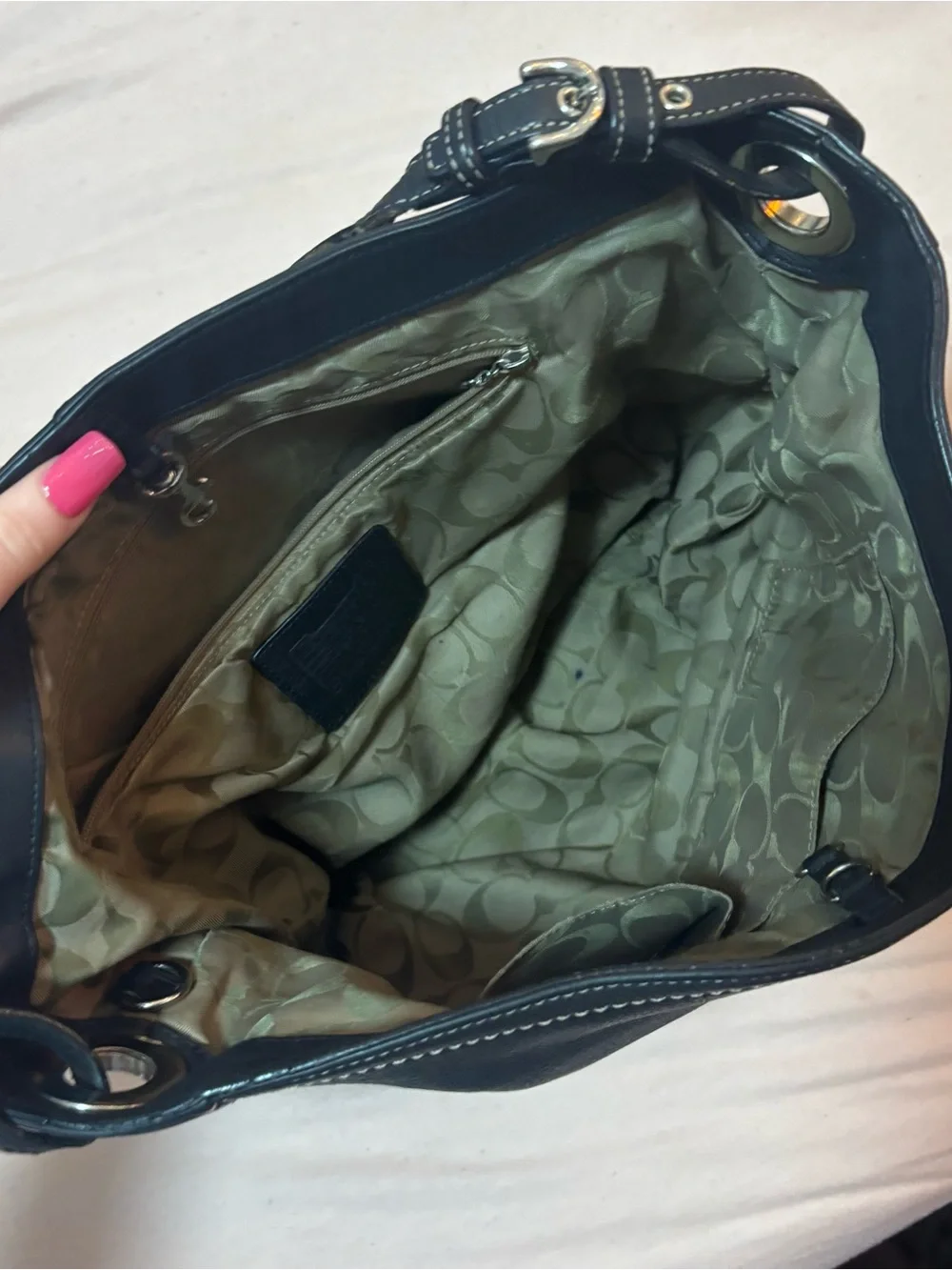 Coach Black Pebbled Leather Hobo Shoulder Bag